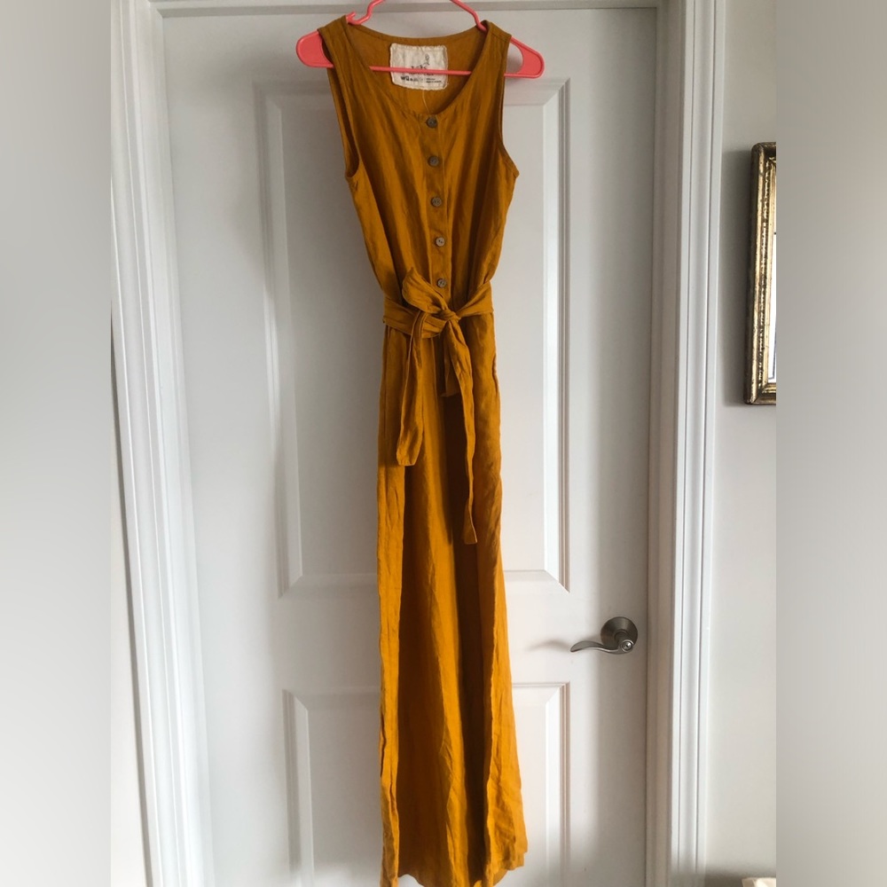 notPERFECTLINEN Linen romper / jumpsuit PALMA / size S Small / color Saffron